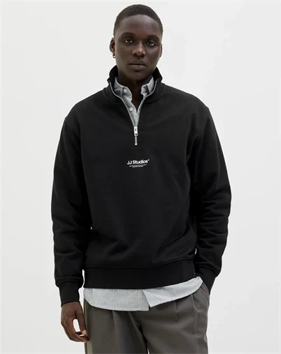 Jack&Jones - JJESoho Quarter Zip Sweater - Black